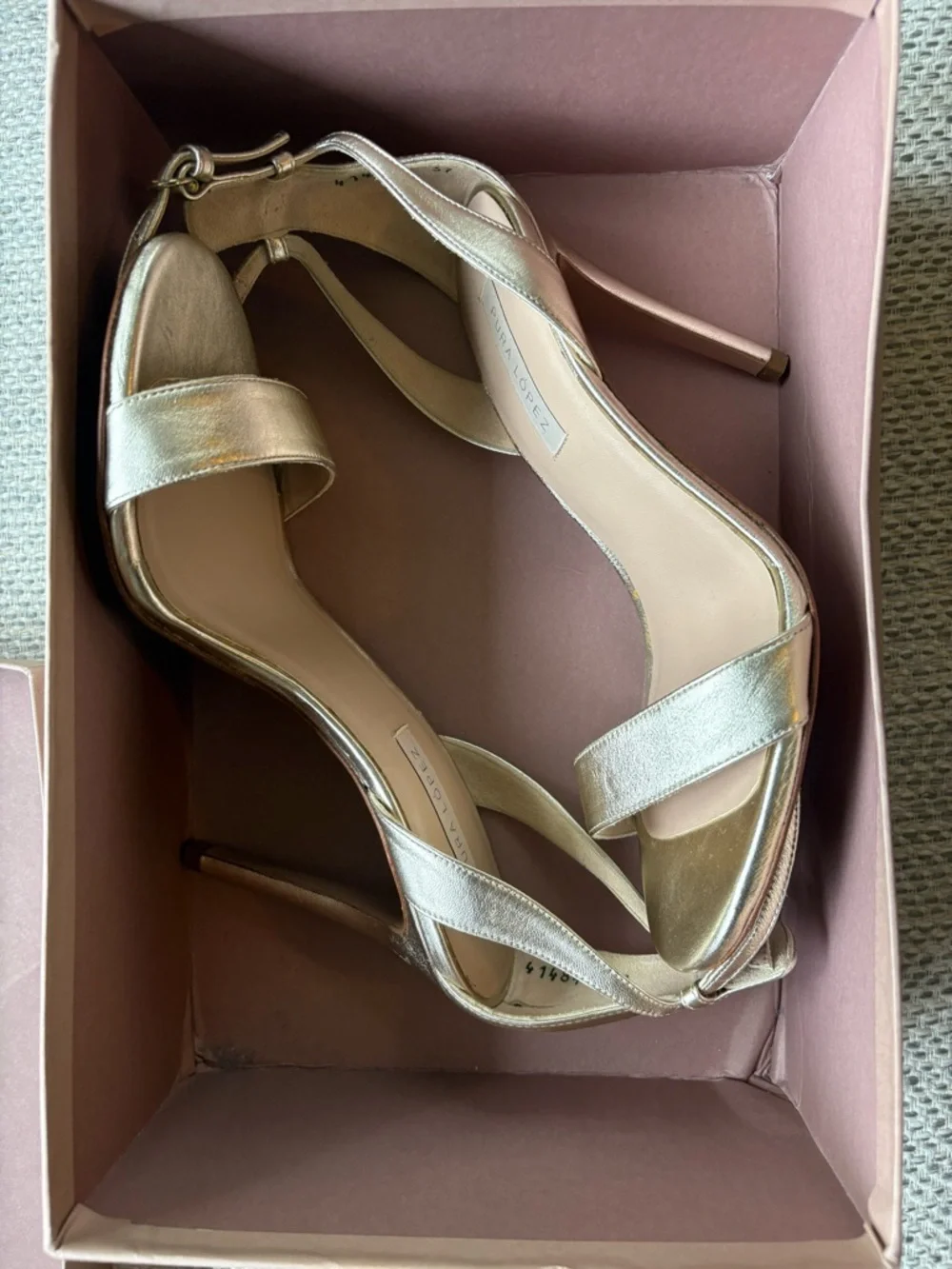 BRAND NEW Metallic Gold High Heel Ankle-Strap Sandals